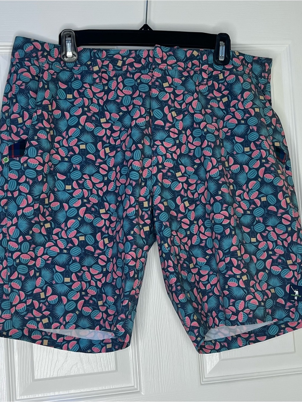 William Murray Men’s Watermelon Cocktail Glass Print Swim Trunks Golf Shorts 34
